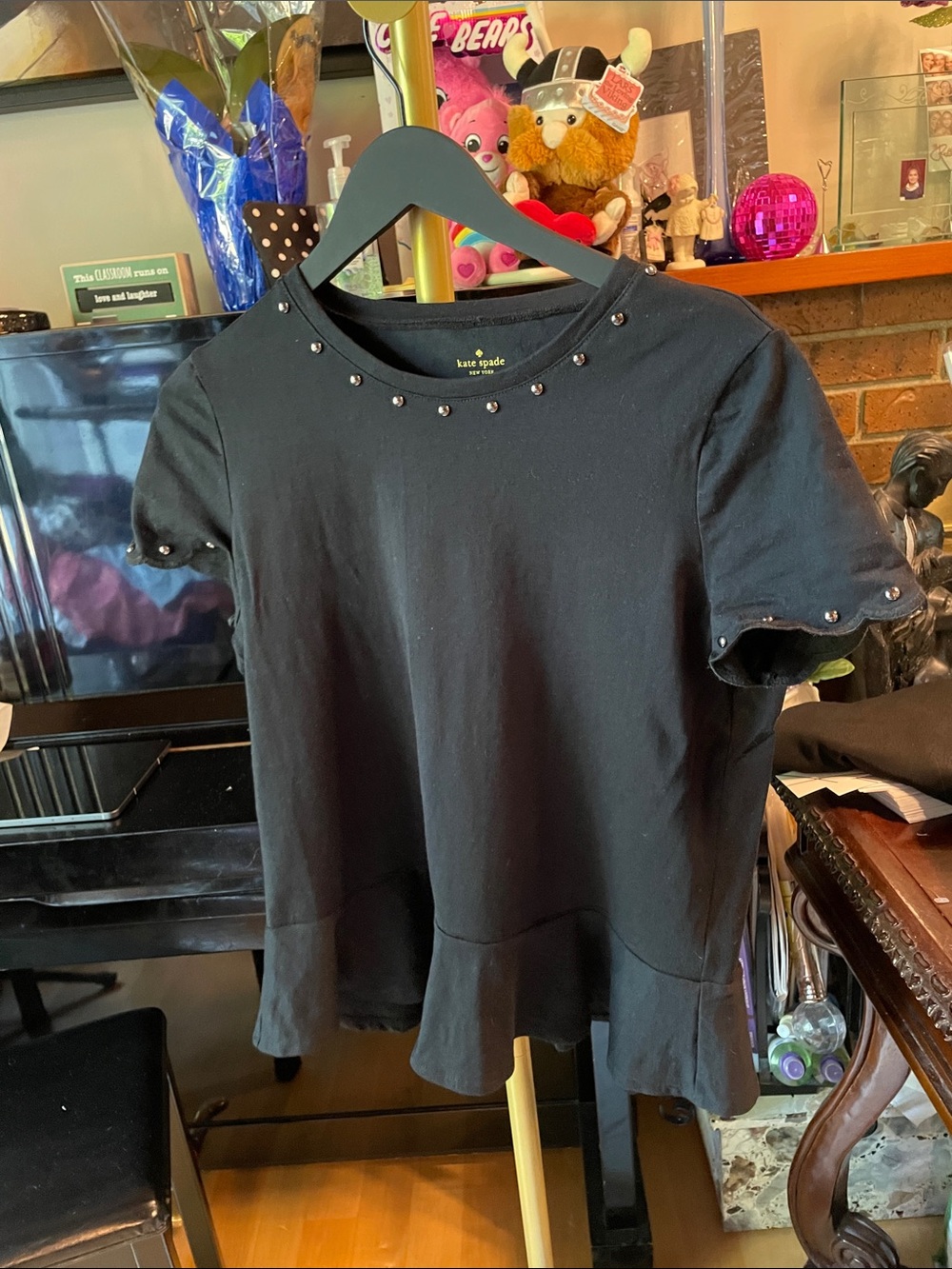 kate spade Black Studded Peplum Tunic 100% Cotton - Picture 1 of 3